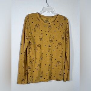 Cold Crush Woman’s Mustard Llama Print Long Sleeve Shirt.